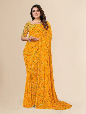 Moda Rapido Printed Daily Wear Georgette Saree(Yellow)