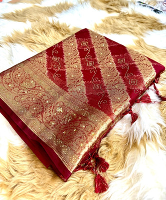 Banaras silk palace Embellished Bollywood Organza Saree(Maroon)