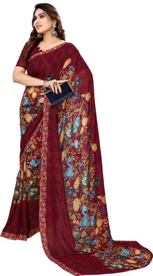 YASHIKA Printed Bollywood Georgette Saree(Maroon)