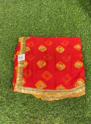 KHATRI AND SONS Printed Bandhani Chiffon Saree(Red)