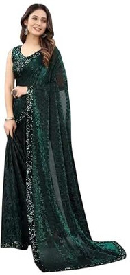 nilaksh enterprise Woven Bollywood Lycra Blend Saree(Green)