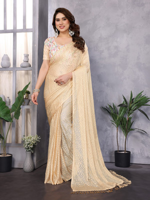 NIRMOHIFASHION Self Design Bollywood Net Saree(Yellow)
