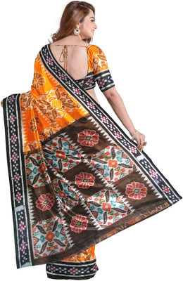 handloom paridhaan Dyed, Temple Border, Hand Painted Handloom Pure Cotton Saree(Light Green, Red)