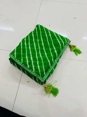 Shikha creation Striped Leheria Georgette Saree(Green)