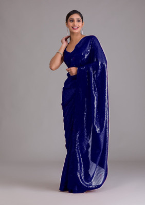Hemlata Embellished Bollywood Georgette Saree(Blue)