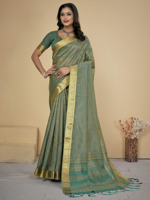 Tasrika Embellished Bollywood Cotton Silk Saree(Light Green)