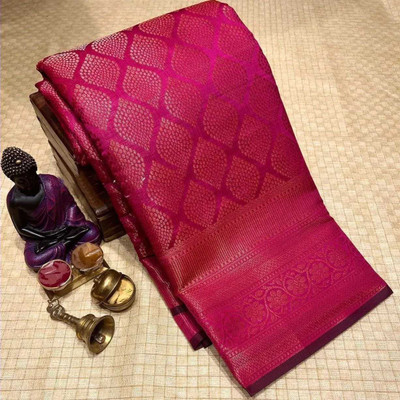 Bhakti Creative Self Design Banarasi Silk Blend Saree(Pink)