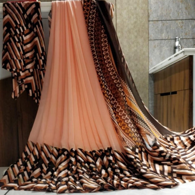 Bombey Velvat Fab Printed Konrad Chiffon, Georgette Saree(Orange)