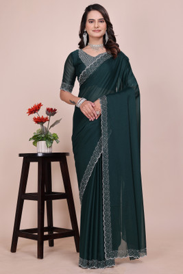 NEELMADHAV FASHION Embellished Bollywood Georgette Saree(Green)