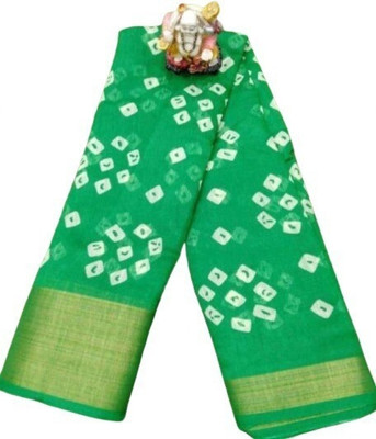 LOOK ME FASHION Printed Bollywood Cotton Linen Saree(Pack of 2, Green)