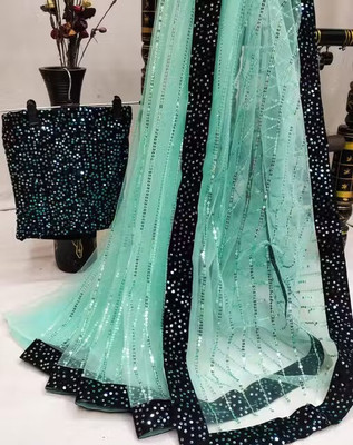 RUCHKET Embroidered Bollywood Net Saree(Light Green)