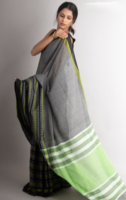 ADbutiq Self Design Bollywood Handloom Pure Cotton Saree(Blue)