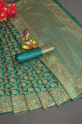 signagraph Woven Kanjivaram Tussar Silk, Silk Blend Saree(Light Green)