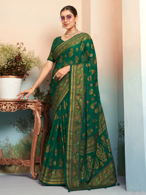 ANOUK Printed Bollywood Georgette Saree(Green)