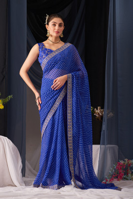 NETRA BOUTIQUE Self Design Bollywood Georgette Saree(Blue)
