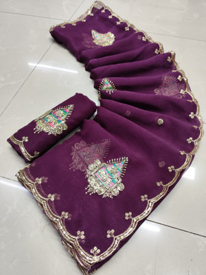Sareez House Embroidered Bollywood Chiffon Saree(Multicolor)
