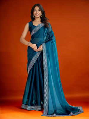 SHELDROM MART Self Design Bollywood Jimmy choo Saree(Light Blue)