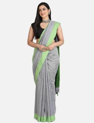 SAMPRITI COLLECTION Solid/Plain, Self Design Handloom Pure Cotton Saree(Multicolor)