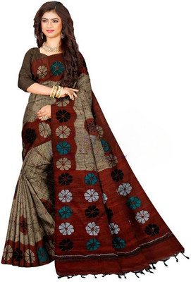 Shree Hari Printed, Self Design, Solid/Plain Handloom Cotton Blend Saree(Multicolor)