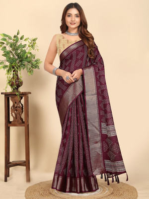 HouseOfCommon Printed Mysore Art Silk Saree(Purple)