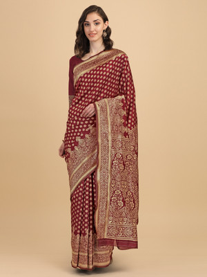 RASVRITI Woven Kanjivaram Pure Silk, Art Silk Saree(Maroon)