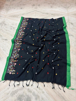 Sia Saree Bazaar Embroidered Handloom Pure Cotton Saree(Pink)