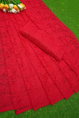 Silkbazar Self Design Bollywood Net Saree(Red)
