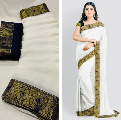 UNIQUE VAULT Self Design Chanderi Pure Cotton Saree(Blue)