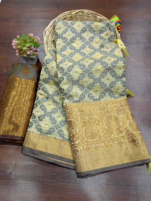 SIYADECOR Self Design Kanjivaram Pure Cotton, Jacquard Saree(Cream)