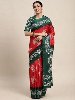 Divastri Printed Bollywood Silk Blend Saree(Red)