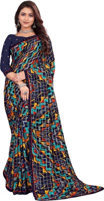 SHREE KRISHNA FASHION PVT LTD Self Design Bollywood Georgette Saree(Blue)