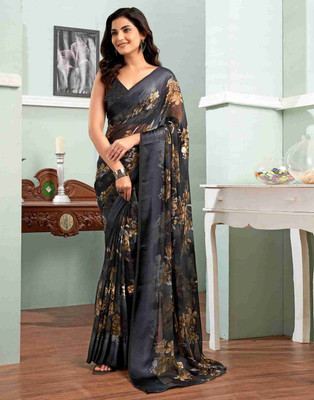 Ghan Sals Printed Bollywood Georgette Saree(Black)