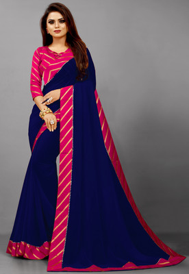 Rashiklal & Co. Self Design Bollywood Georgette Saree(Blue)