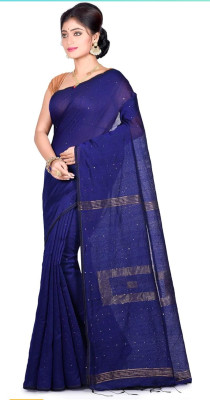 Kumaresh Creation Woven Handloom Cotton Silk Saree(Blue)