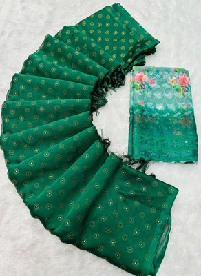 Tradivibe Printed Bollywood Chiffon Saree(Green)