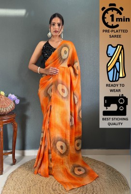 YANKITA Embellished Daily Wear Georgette Saree(Orange)