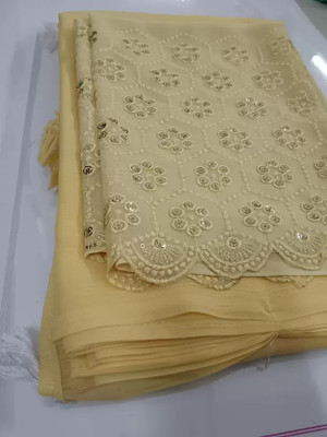 Laaksha Creation Printed Bollywood Georgette Saree(Yellow)