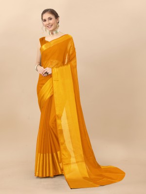 hasti fashion Embellished Bollywood Chiffon Saree(Yellow)