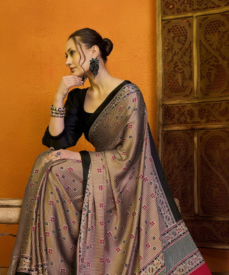 Divastri Printed Daily Wear Satin Saree(Beige)