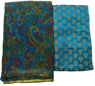 Durga Emporio Printed Bollywood Chiffon Saree(Light Blue)