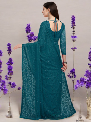 NEXA Self Design Bollywood Net Saree(Blue)