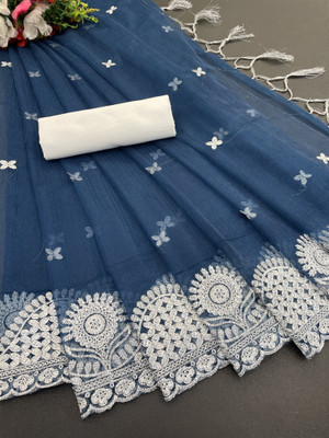 ChamundaTrends Embroidered, Floral Print Bollywood Cotton Silk Saree(Multicolor)