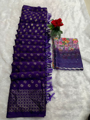 Zari and Ziba Dyed Bollywood Crepe Saree(Purple)