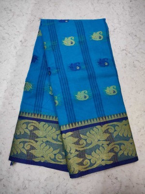 Ghosh handloom Self Design Tant Pure Cotton Saree(Light Blue)