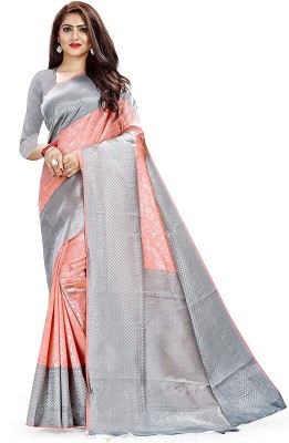 Amrut Collection Woven Banarasi Jacquard Saree(Orange)