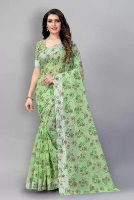 PRANJAL ART Woven Chanderi Jacquard, Art Silk Saree(Green)