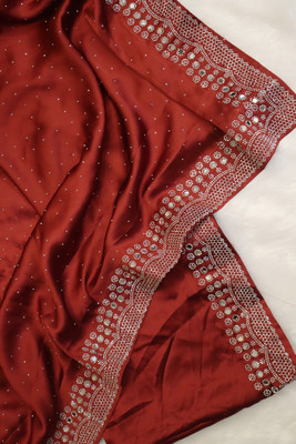 Divastri Embellished Bollywood Satin Saree(Maroon)