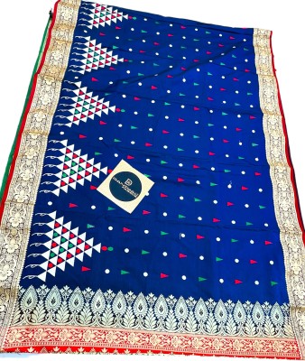 Daniyal fabrics Embroidered Banarasi Satin Saree(Blue)