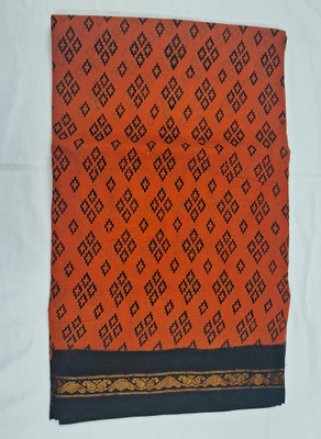 Kalika Collections Printed Daily Wear Pure Cotton Saree(Orange)