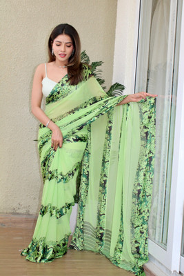 Sanwariya Silks Printed Daily Wear Georgette Saree(Green)